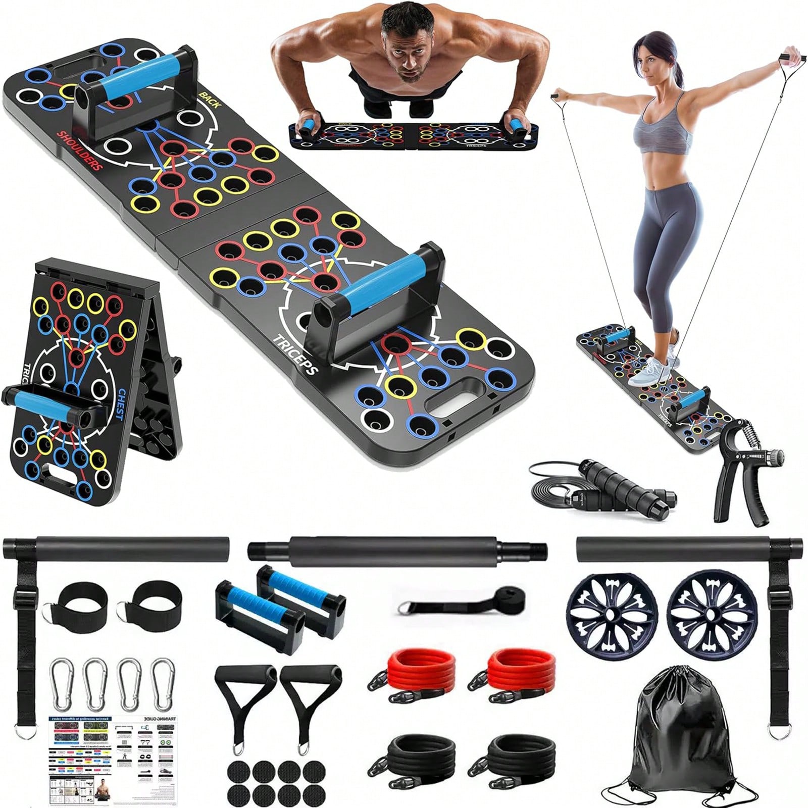 Home Bar Setup Kit - Set Papan Push-Up Lipat Multifungsi, Peralatan