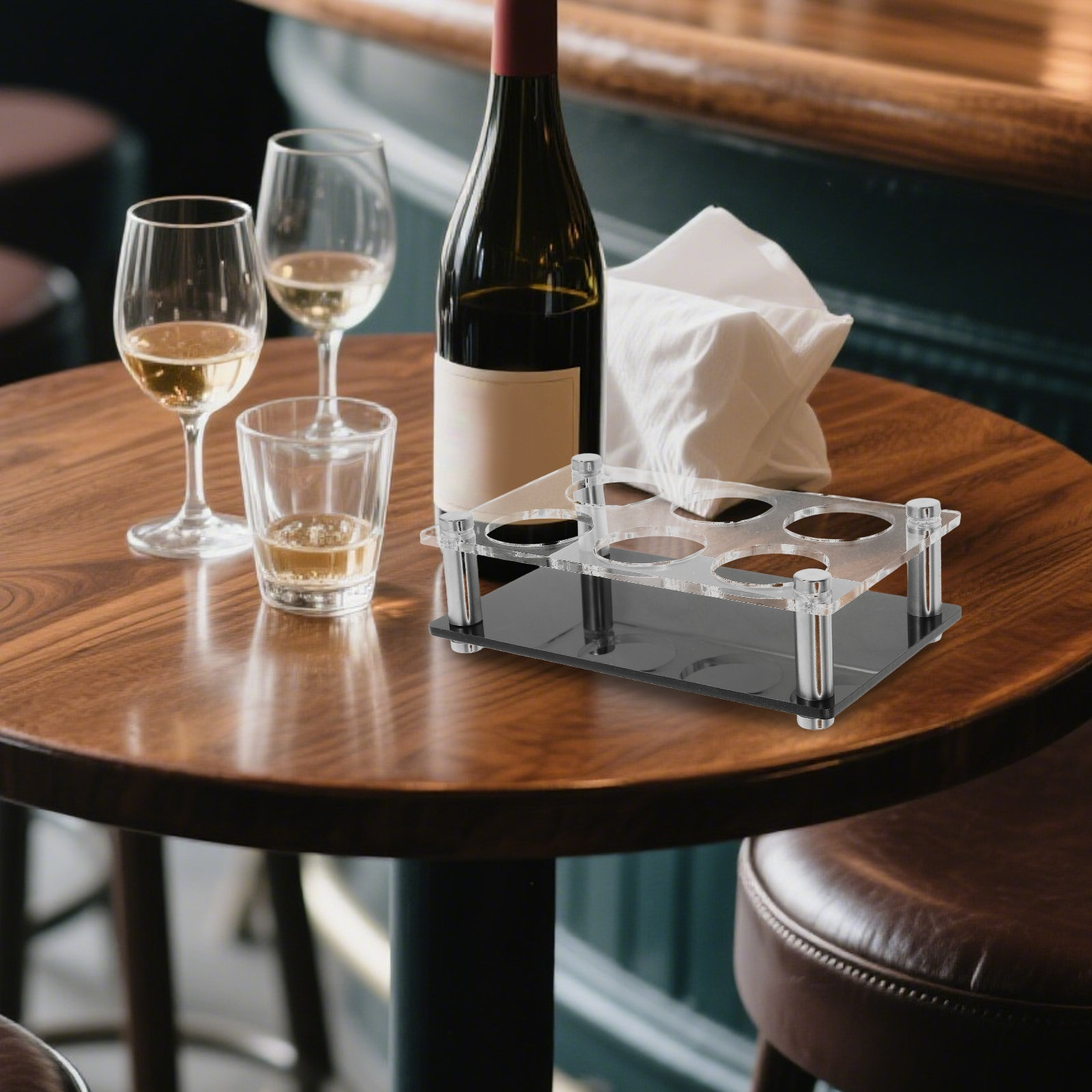 Tempat Gelas Shot 6 Lubang Bak - Home Bar Stand ulasan dan harga