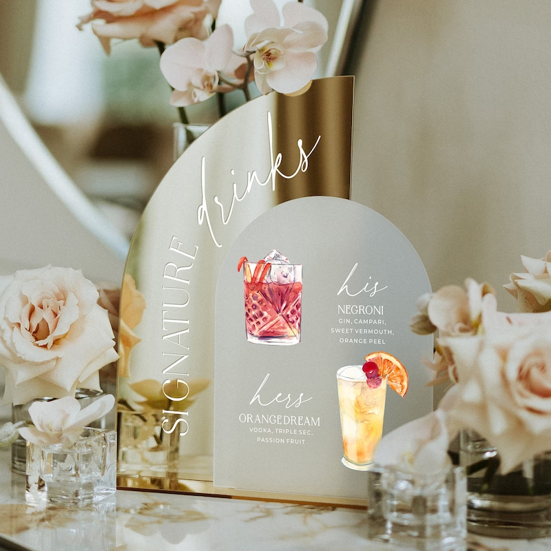 Tanda Menu Bar pernikahan cerm - Cocktail Recipe Book ulasan dan harga